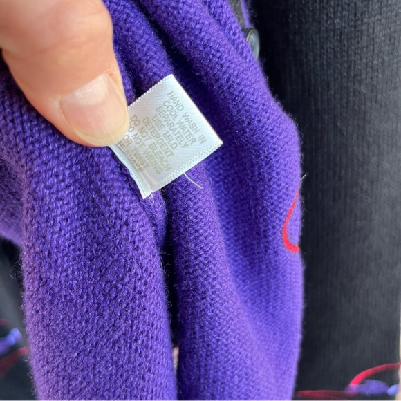 Whimsical purple and black Red Hat Society button-down cardigan. Size XL-1X - Picture 6 of 10